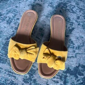 Kate Spade Yellow Bow Suede Slide Sandals Size 8.5
